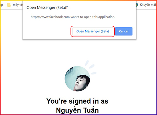Đồng ý vào giao diện ứng dụng tại màn hình chính máy tính.